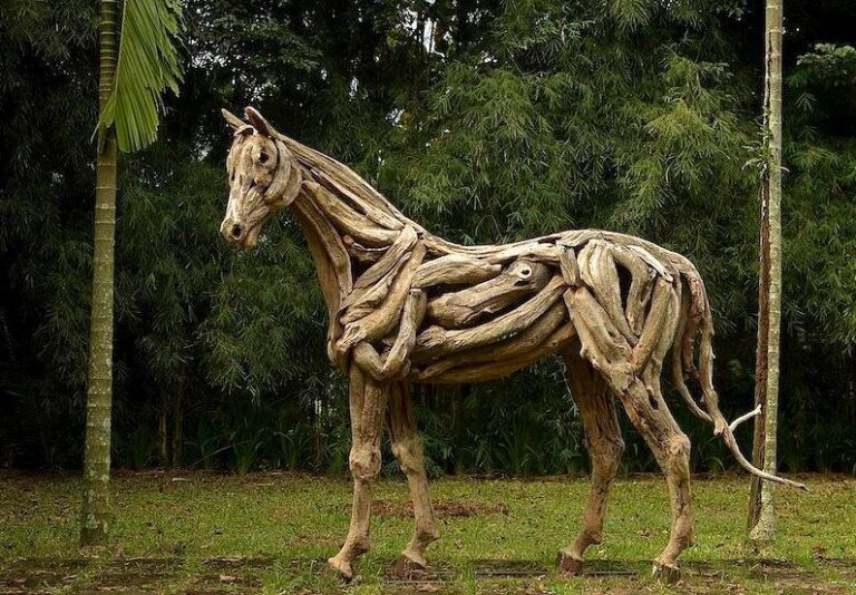 Driftwood-horse-sculpture-by-Abdul-Ghofur